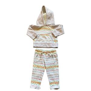 Cat & Jack Baby Girl 12M Sherpa Lined Hoodie Sweatshirt Pants Set Aztec Print‎